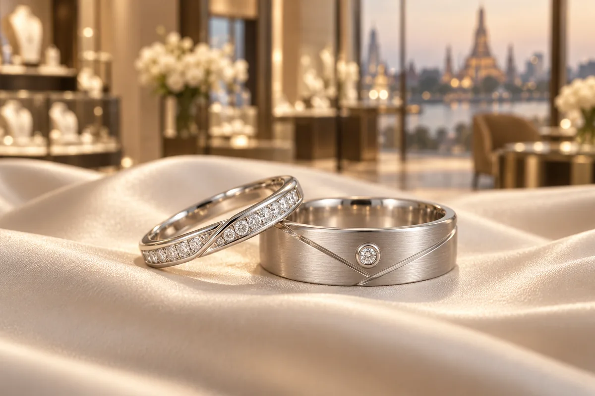 Custom matching diamond couple rings by ZILVY Bangkok
