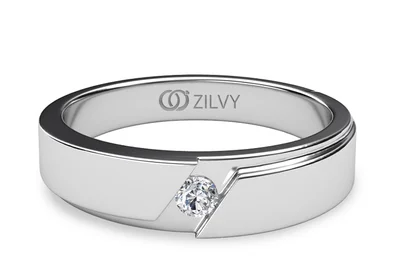 แหวนเพชรผู้ชาย รุ่น BR090 - มุมบน