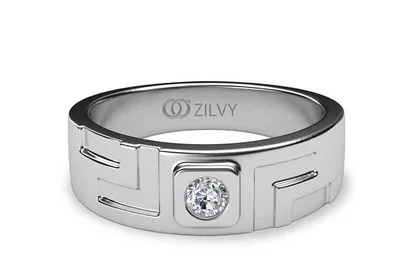 แหวนเพชรผู้ชาย รุ่น BR155 - มุมบน