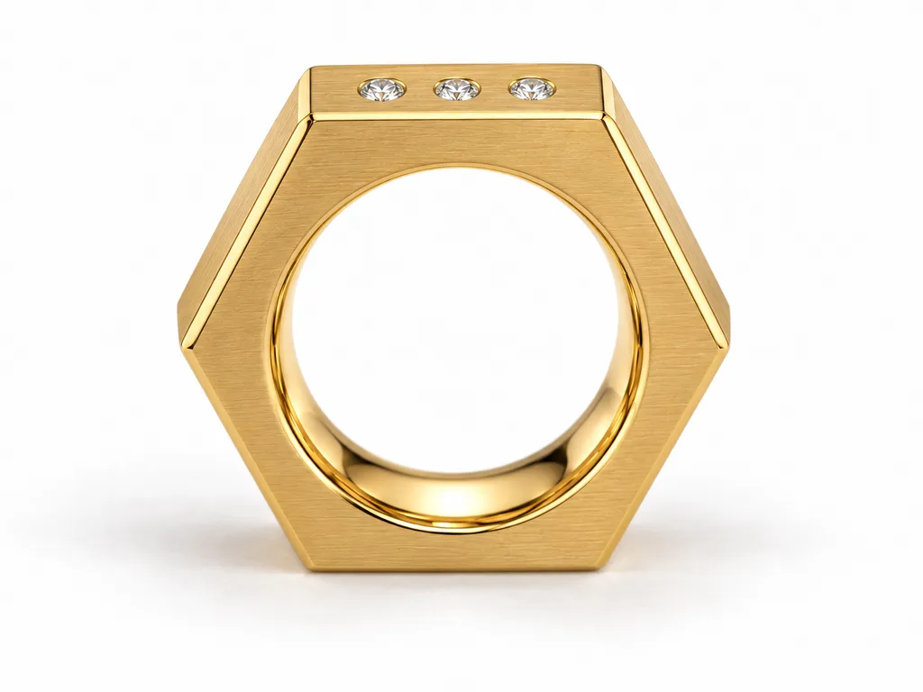 แหวนเพชรผู้ชายตรา Rivet Hex - มุมหน้า