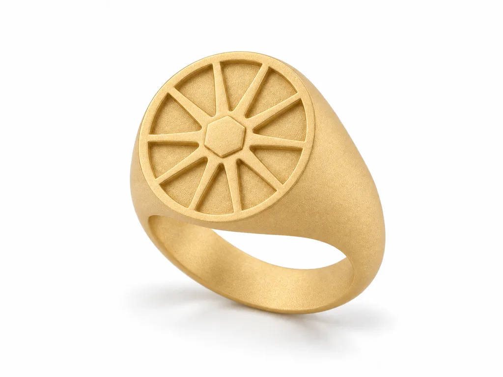 แหวนผู้ชายตรา Centre-Lock Signet - ผิวด้านแบบพ่นทราย