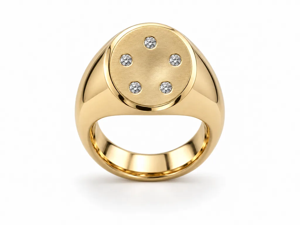 แหวนเพชรผู้ชายตรา Lug Circle Signet - มุมหน้า