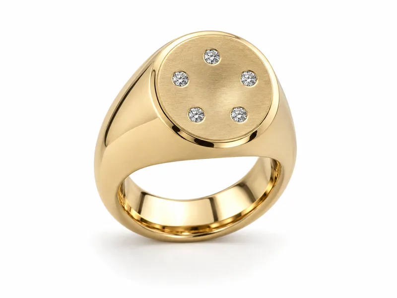 แหวนเพชรผู้ชายตรา Lug Circle Signet