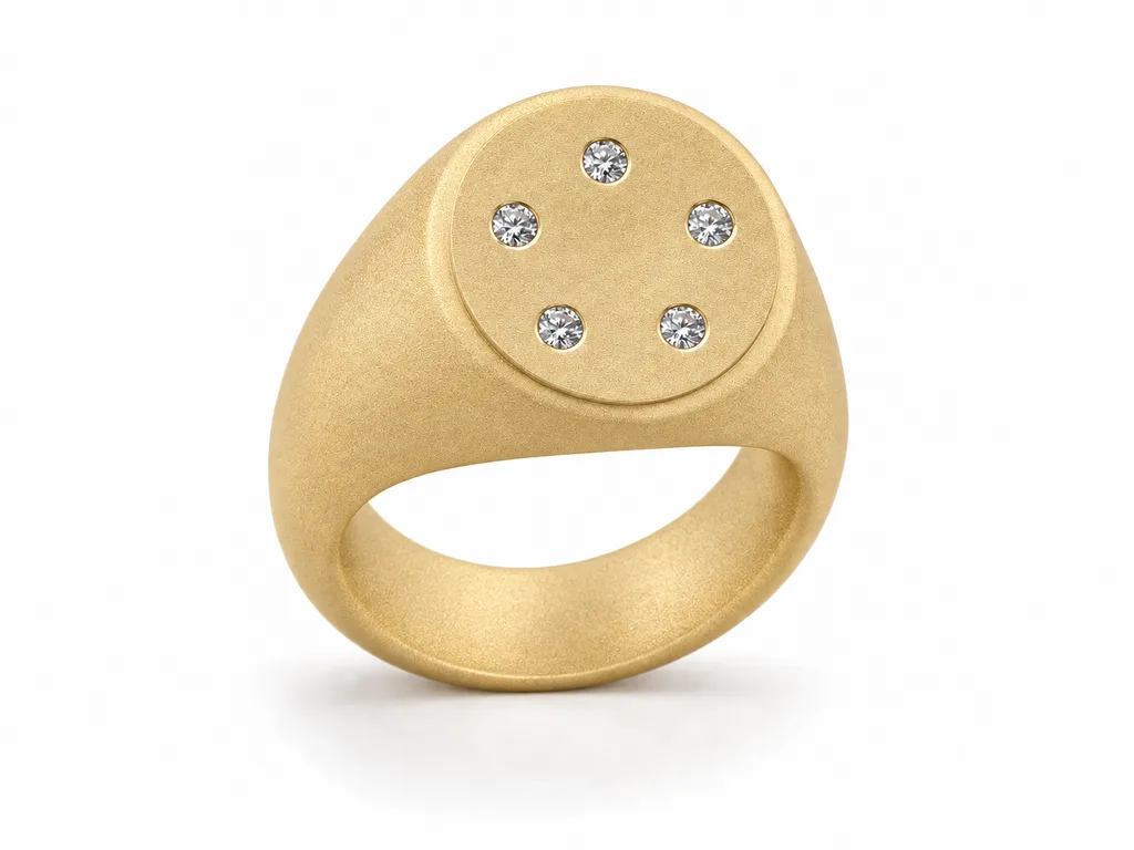 แหวนเพชรผู้ชายตรา Lug Circle Signet - ผิวด้านแบบพ่นทราย