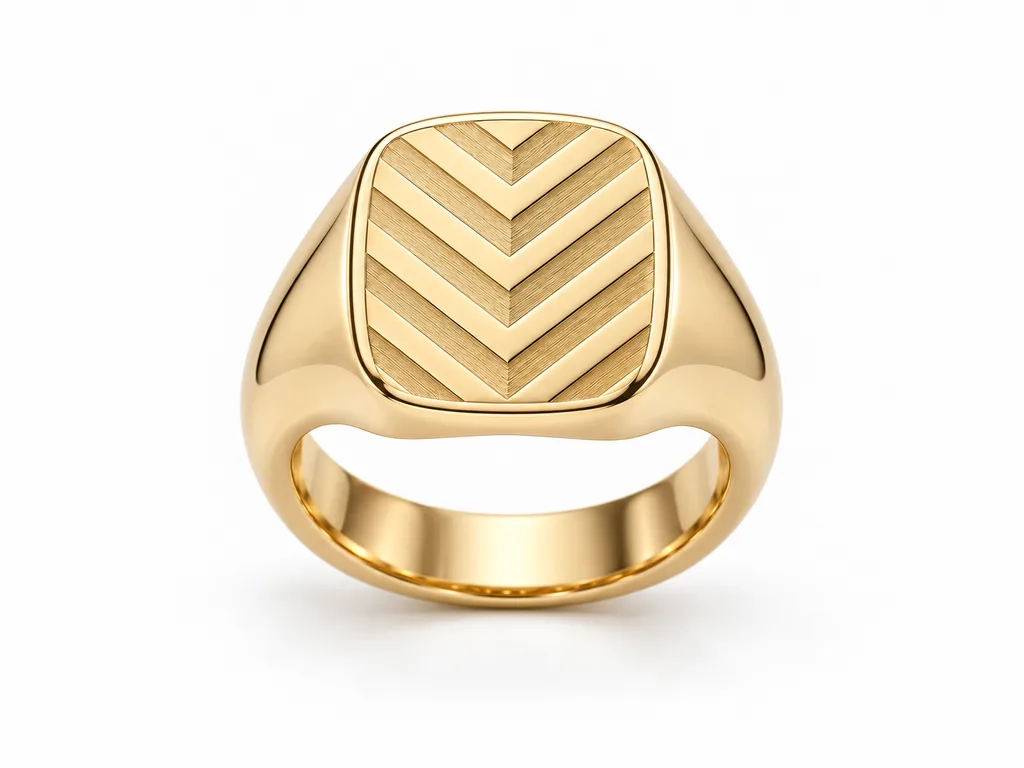 แหวนผู้ชายตรา Tread Signet - มุมหน้า