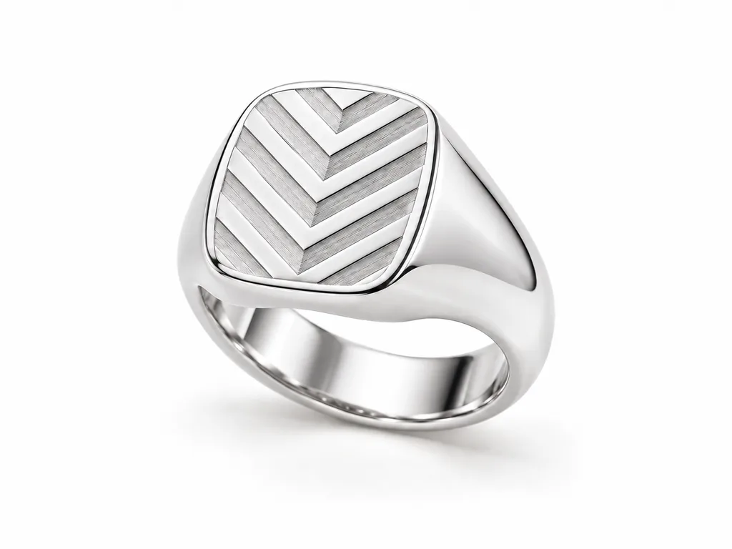 แหวนผู้ชายตรา Tread Signet - ทองคำขาว