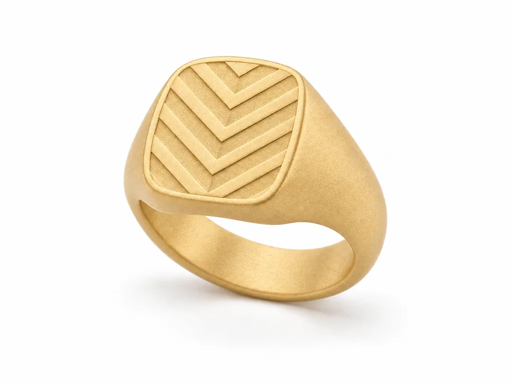 แหวนผู้ชายตรา Tread Signet - ผิวด้านแบบพ่นทราย
