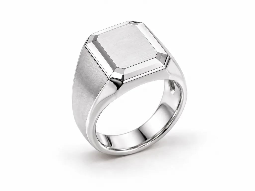 แหวนผู้ชายตรา Ingot Signet - ทองคำขาว