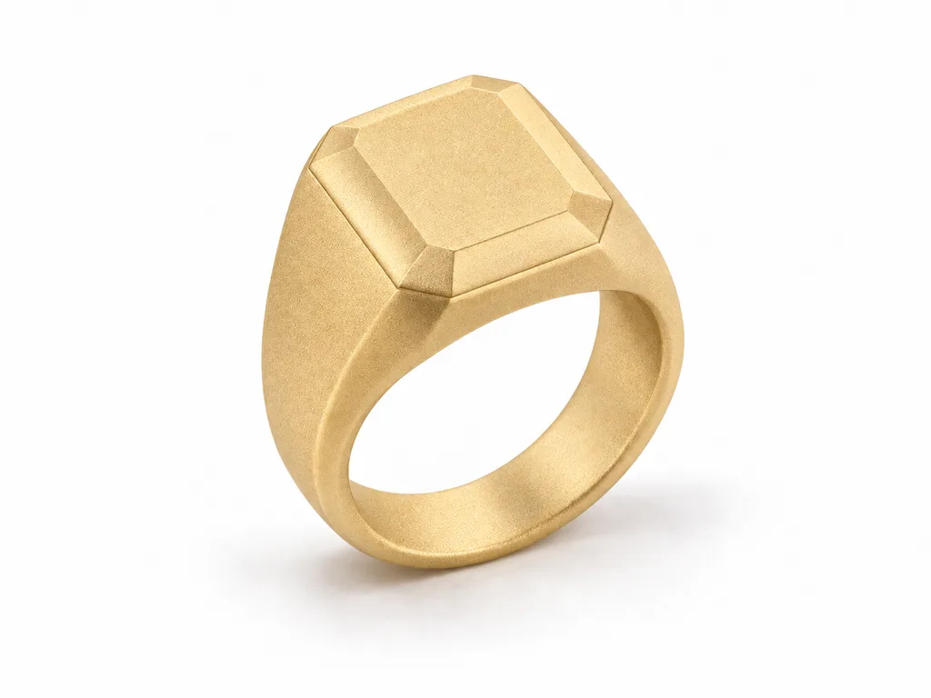 แหวนผู้ชายตรา Ingot Signet - ผิวด้านแบบพ่นทราย