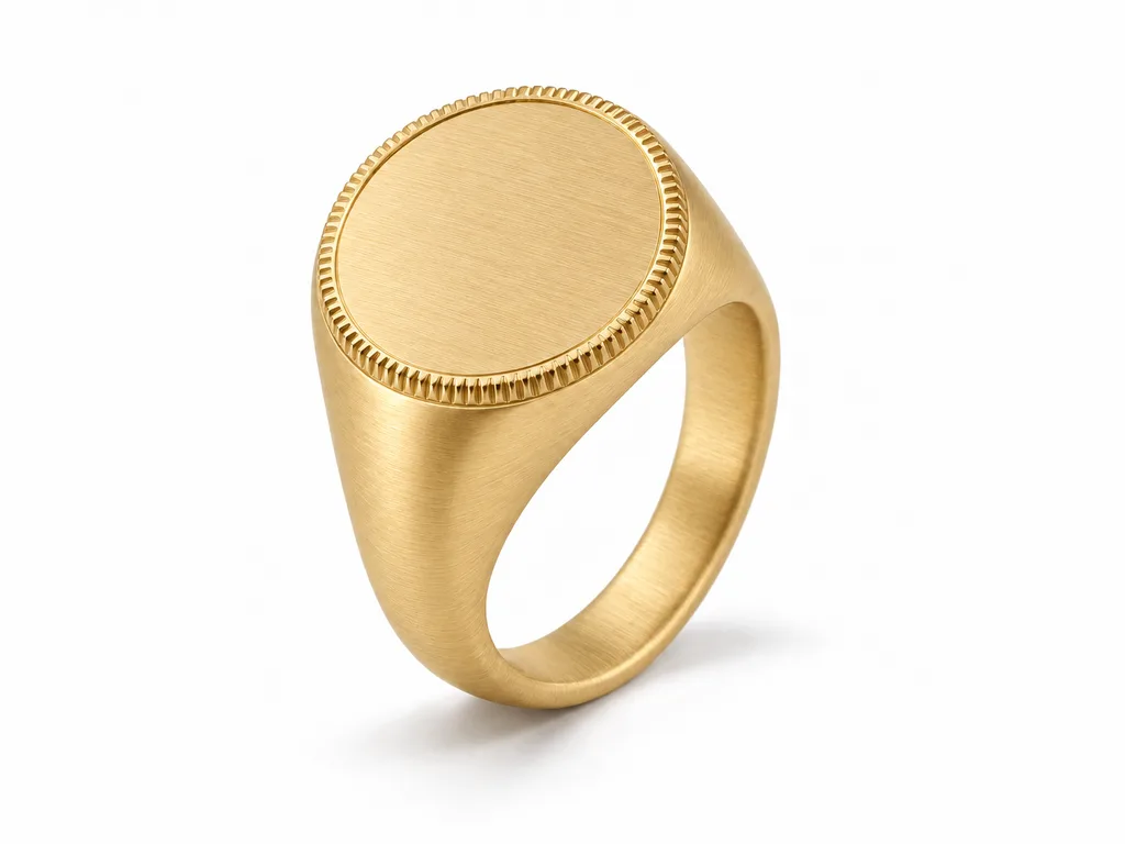 แหวนผู้ชายตรา Mint Signet - ผิวด้านแบบแฮร์ไลน์