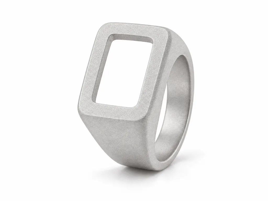 แหวนผู้ชายตรา Aperture Signet - ผิวด้านแบบพ่นทราย