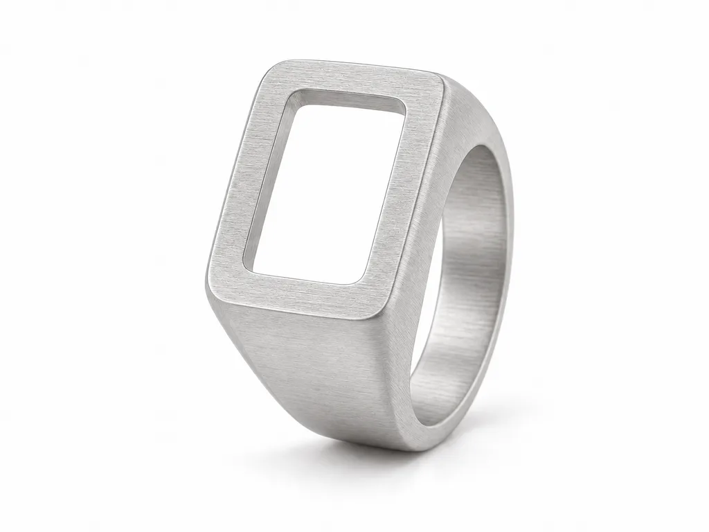 แหวนผู้ชายตรา Aperture Signet - ผิวด้านแบบแฮร์ไลน์
