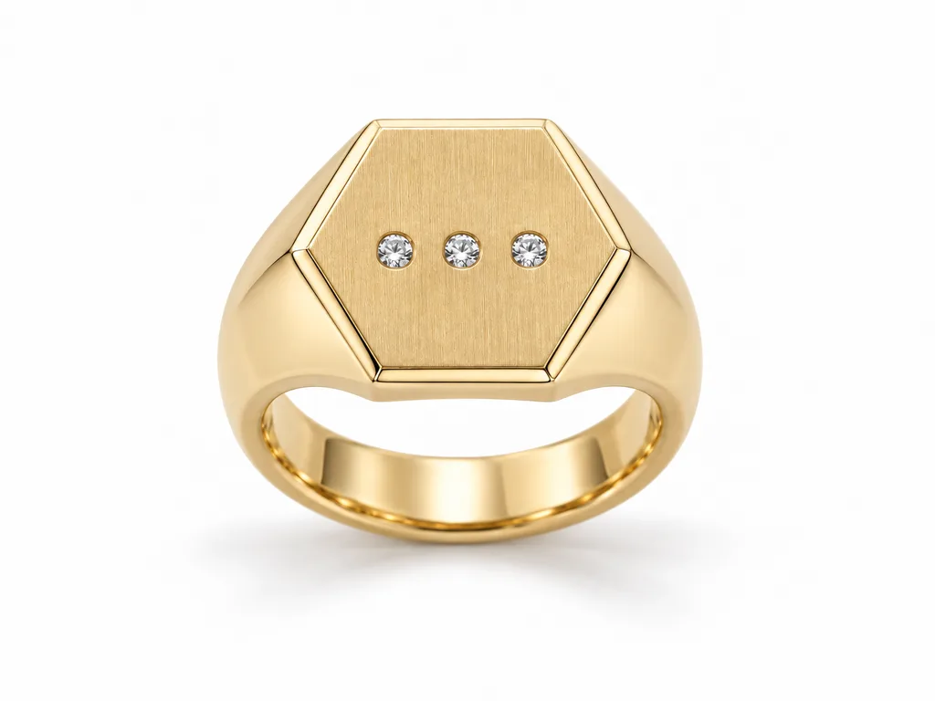 แหวนเพชรผู้ชายตรา Sextant Signet - มุมหน้า