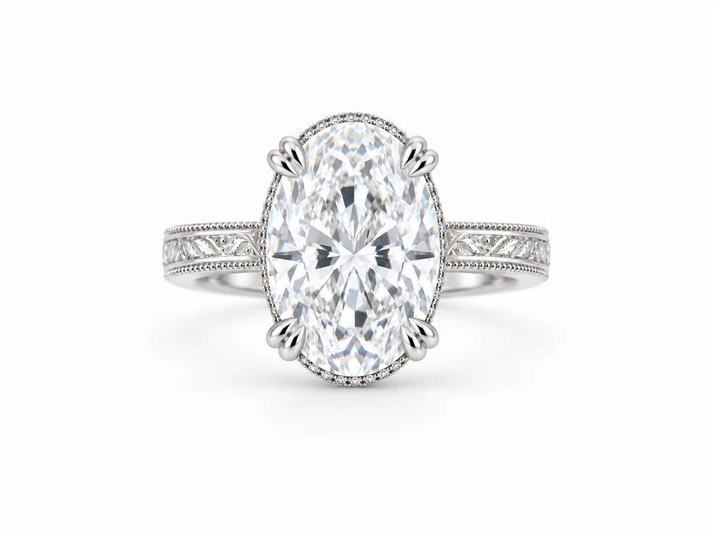 แหวนเพชรล้อม Heirloom Oval - มุมหน้า